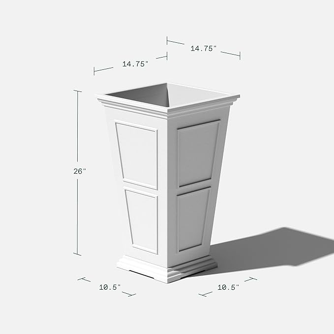 Veradek Brixton Series Tall Planter - Large Outdoor Planter for Front Porch/Patio | Crack-Resistant Plastic for All-Weather Use | Classic Estate Design for Tall Plants, Flowers, Trees VeradekOutdoor