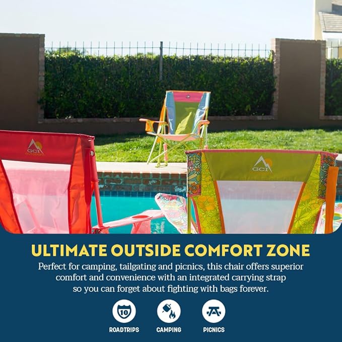 GCI Outdoor Comfort Pro Rocker Camping Chair | Portable Folding Rocking Chair with Durable Armrests & Drink Holder — Sweet Tea GCIOUTDOOR