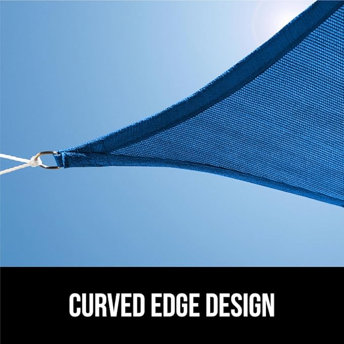 GORILLA GRIP Heavy Duty Sun Shade, UV Protection Fade Tear and Rust Resistant Rectangle Sunshade Canopy, Curved Edges Blocks Sunlight, Breathable Sail, Outdoor Patio, Lawn Garden, 8x10 FT Blue GorillaGrip