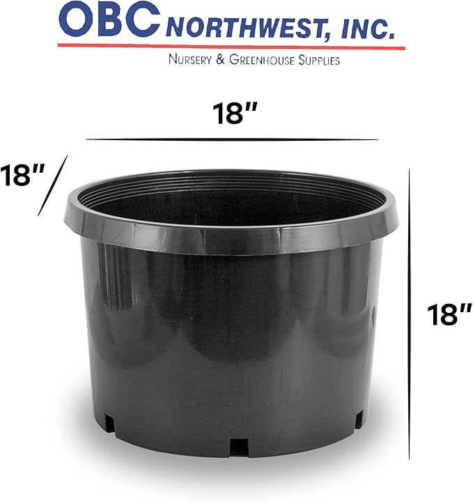 Pro Cal 10 Gallon Premium Nursery Plastic Planter Flower Herb Vegetable Garden Grow Pots with Drainage Holes for Outdoor and Indoor Use, Black, 5 Pack Hydrofarm