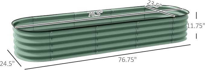 Outsunny 6.5' x 2' x 1' Galvanized Raised Garden Bed Kit, Outdoor Metal Elevated Planter Box with Safety Edging, Easy DIY Stock Tank for Growing Flowers, Herbs & Vegetables, Green Outsunny