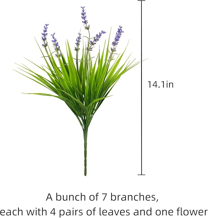 alyptus 12 Bundles Artificial Plants Outdoor Fake Monkey Grass with Flowers for Pot UV Resistant Plant Decor for Window Garden Patio Hanging Planter Pathway Front Porch (Grass with Flowers) ALYPTUS