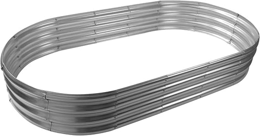 6X3X1 FT Oval Galvanized Metal Garden Raised Bed/Plant Box for Planting,36 Inches Diameter Iron Fire Pit Ring,Small Animal Fence-3 in 1 Modular Design in Black (Silver, 72X36X11.5 Inches) YSEJOMP