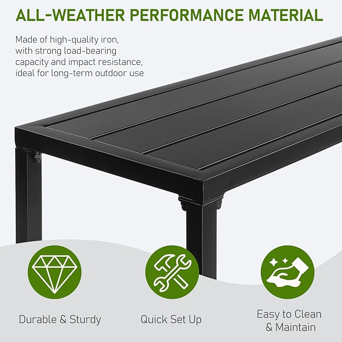 Outvita Outdoor Bar Table, 37" Height Patio Pub Table with Waterproof Frame and Adjustable Foot for Hot Tub, Patio, Backyard, Balcony, Hallway, Bistro Rectangle, Black Outvita
