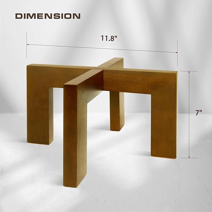 2 Pack Plant Stand Indoor Outdoor, Mid Century Plant Stand for Indoor Plants, Wood Modern Plant Holder Rattan Flower Plant stool, Low Short Boho Rustic Planter Stand, Fit 5-15 Inch Pot GendralForwepup