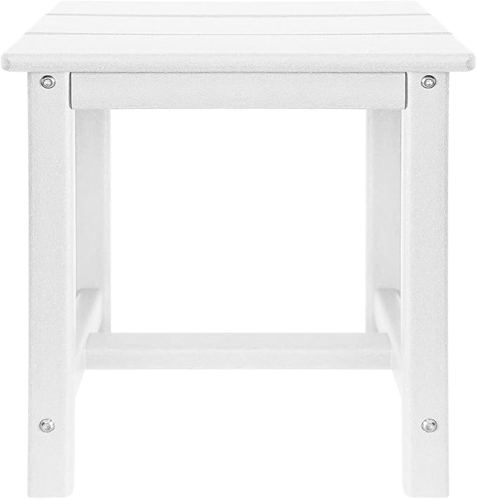 Adirondack Square Side Table,one-Tier Outdoor end Table, Patio Side Table for Pool,Porch,Backyard,Relaxing Companion (White) GARDENSTAR