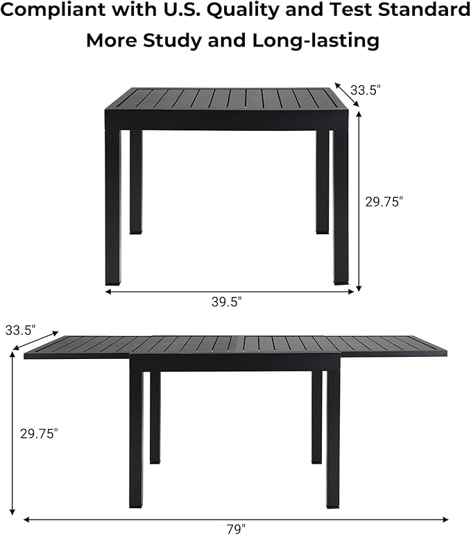 Grand patio 5-Piece Outdoor Dining Set for 4 with 1 Rectangle Expandable Table for 4-6 Person, Metal Woven Wicker Swivel Patio Chairs with Thickened Cushions for Yard, Poolside (Black) GrandPatio