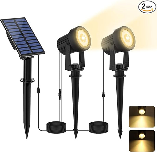 Solar Spotlights Outdoor Waterproof, Warm White Landscape Spotlights, Decorative Solar Spot Lighting for Garden, Yard, Pathway, Lawn, Poolside, Party, 2-in-1 Mounted (Warm White, 1 Pack) LINQELLY