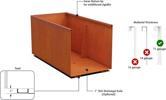 Plantercraft Large Rectangular Planters for Outdoor Plants – 84 Inch Corten Steel Planter, Extra Large Outdoor Planter Box for Modern Patio & Landscape, Metal Raised Garden Bed Plantercraft