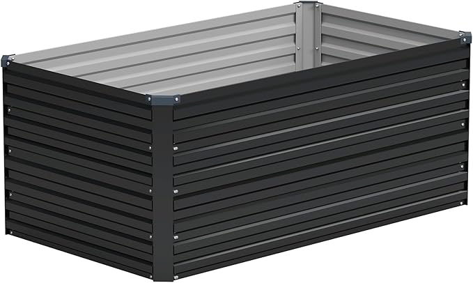Vengarus 4x2x2FT Galvanized Raised Garden Bed Kit, Outdoor Metal Planter Box for Vegetables, Fruits,Herbs, and Succulents - 120 Gallon Capacity,Black Vengarus