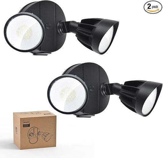Philips 44W 3500LM ‌LED Security Flood Light‌ ‌Outdoor‌，Switch Controlled Aluminum ‌Security Light‌, 2 Adjustable Heads，5000K Daylight，Wet Location for Patio, Garden, Yard Lights PhilipsLightingLED