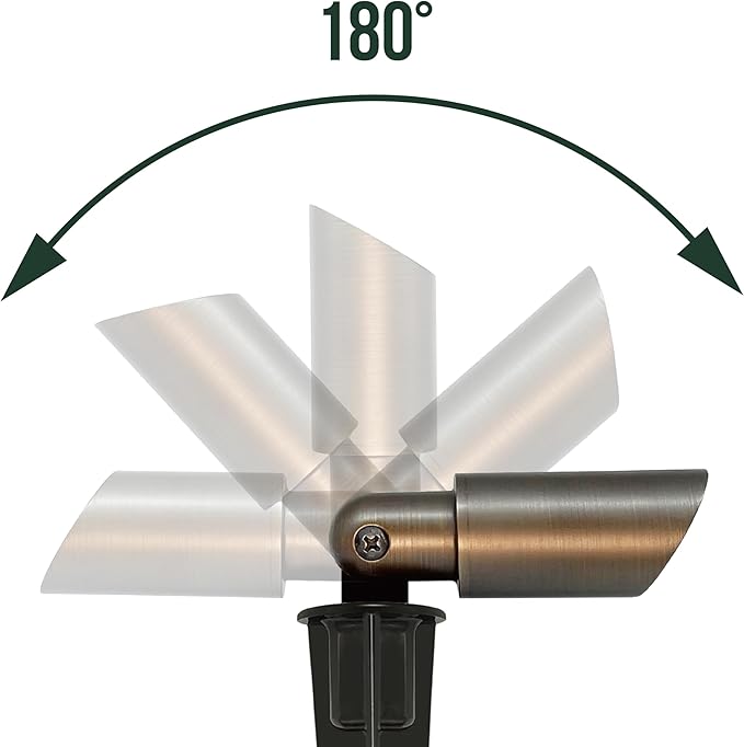 GKOLED Mini Size Brass Landscape Spotlight, Low Voltage 12V AC/DC Outdoor Directional Up Light, 180 LM, 3W MR8 LED Bulb ABS Ground Stake, 2700K Warm White, Garden Patio Trees Spot Uplight GKOLED