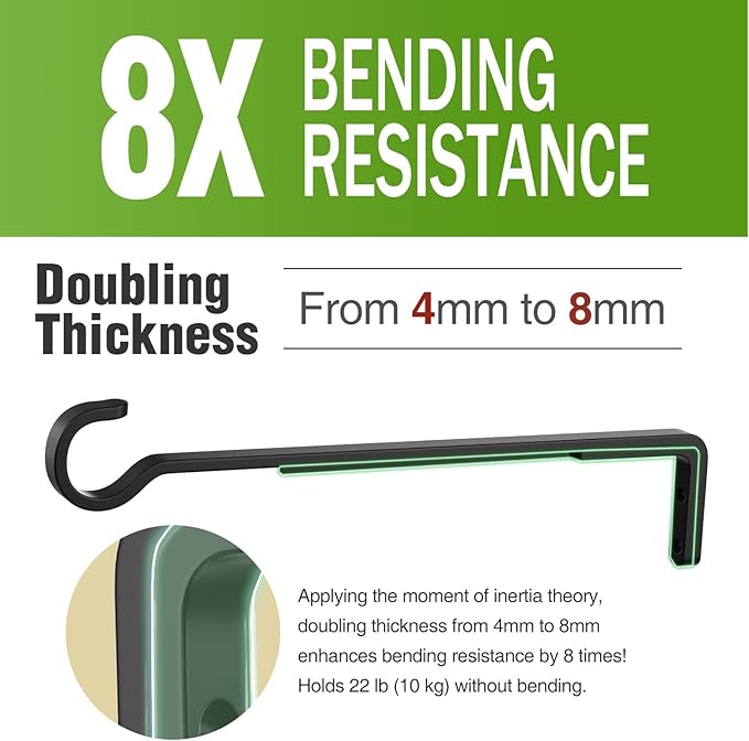 12 Inch Black Heavy Duty Outdoor Plant Hangers for Hanging Baskets, Iron Hanging Plant Brackets for Hanging Plants Outside, Metal Plant Hooks Plant Wall Hooks for Hanging Lantern, Bird Feeder (2 pcs) saffruff