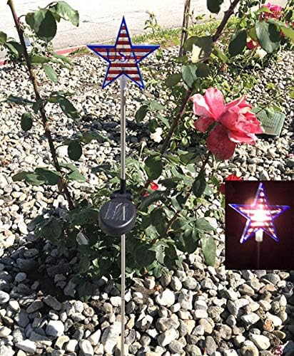 Entertainment House Solar Garden Stake Lights with Color Changing LED or Regular White LED Landscape Path Lights (Set of 2) (USA on The Star) Ntertainment+House