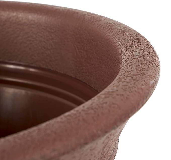 The HC Companies Sierra Round Self-Watering Pot - Lightweight Plastic Planter for Herbs & More - Durable Plant Pots for Indoor Plants & Outdoor Plants (10” Rustic Redstone, Pack of 1) TheHCCompanies