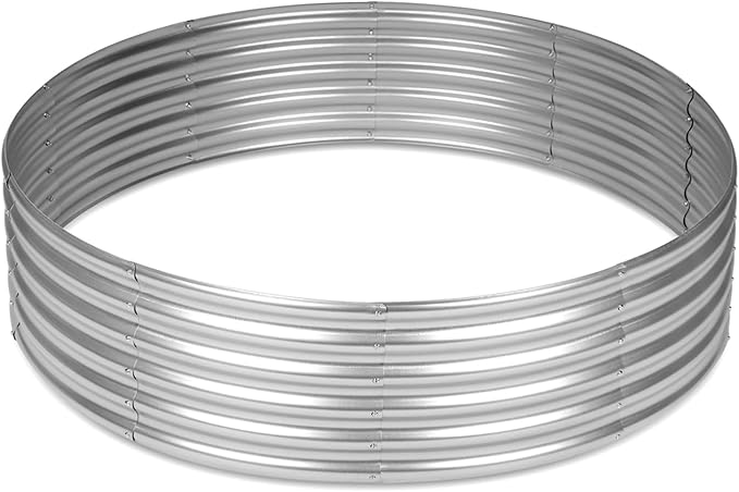OUSHENG 4x4x1ft Round Galvanized Raised Garden Beds Outdoor, Steel Fire Pit Ring Flower Planter Large Metal Above Ground Boxes Kit for Gardening Vegetables Outside OUSHENG