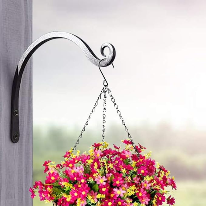 Gtongoko 2 Pack 8 Inch Plant Hangers Outdoor Metal, Plant Hooks for Wall Indoor, Outdoor Hooks for Hanging Bird Feeders, Plant Bracket, Lanterns, Wind Chinme, Black Gtongoko