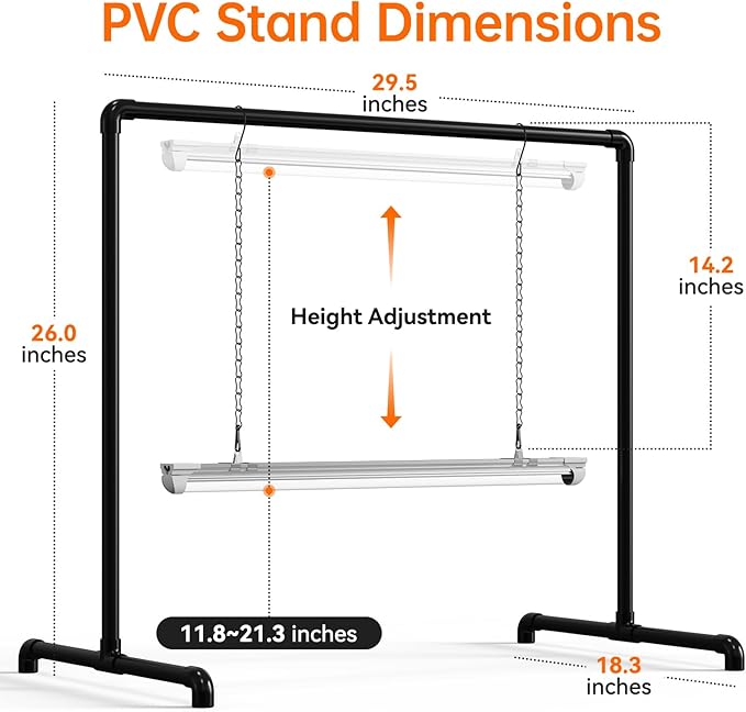 Bstrip Grow Light Stand, 2ft 24W Grow Light for Indoor Growing, Full Spectrum LED Plant Light for Seed Starting, Height Adjustable, Large 29.5" L x 18.3" W x 26.0" H Bstrip