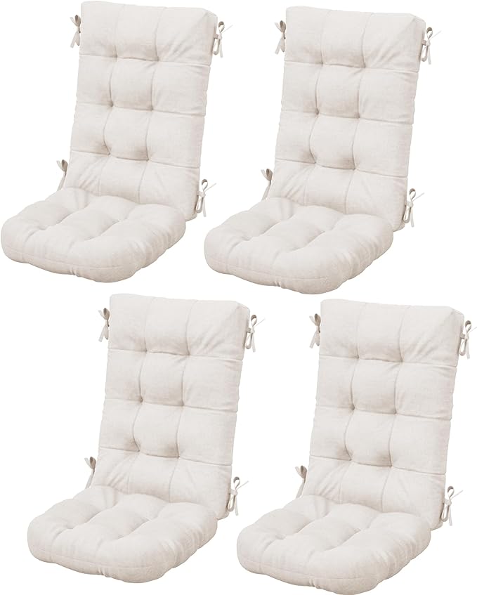 SERWALL HDPE Outdoor Rocking Chair Cushion Set of 4, Memory Foam Cushion Beige SERWALL