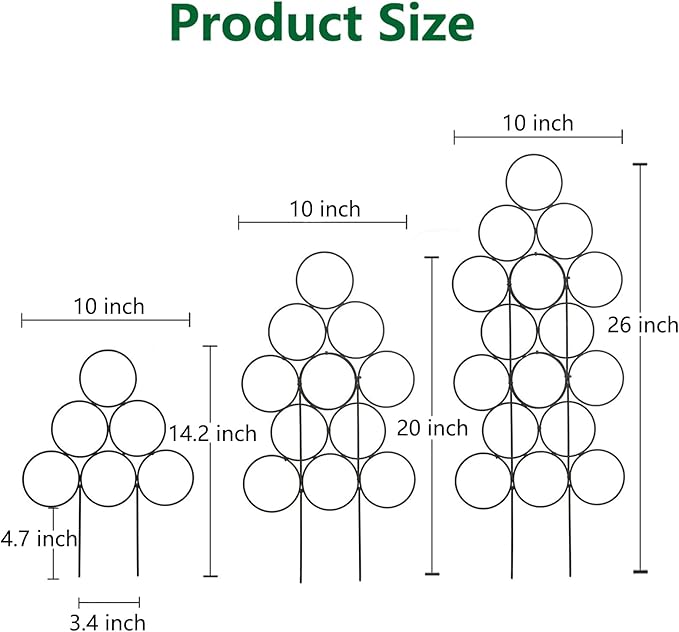 Trellis for Climbing Plants Indoor,4 Pack Stackable Garden Trellis for Potted Plant Support, 15.7 Inch Small Houseplant Metal Wire Trellis for Vine Ivy Rose Plant Trellis (Black) IAGarden