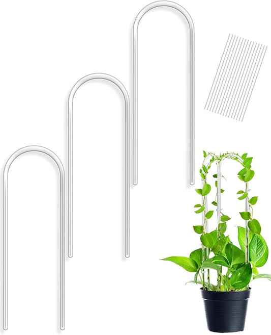 16 Inch U-Shaped Acrylic Plant Trellis, 2 Pcs Extended Hoya Trellis for Supporting Potted Climbing Plants, Small Houseplant Trellis Garden Accessory for Potted Ivy Indoor Outdoor Rootora