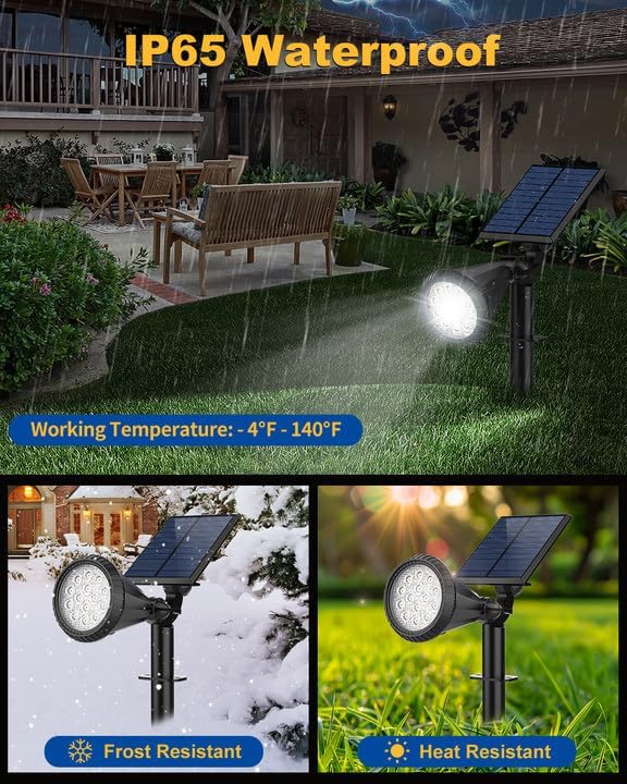 Solar Spot Lights Outdoor, 8 Pack Outdoor Solar Lights for Yard, 4 Lighting Mode Solar Landscape Spotlights with Auto On/Off, 2-in-1 Waterproof Wall Lights for Garden, Walkway (Cool White) FratinkSolarLights