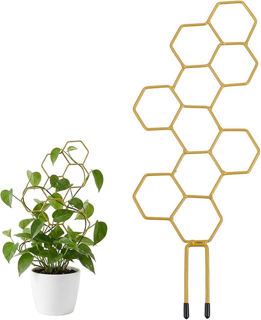 Small Trellis for Potted Plants, 14 Inch Indoor Trellis for Climbing Plants Honeycomb Shape Metal Plant Trellis for Pots Plant Climbing Support for Flower Hoya Pothos Houseplants Rootora