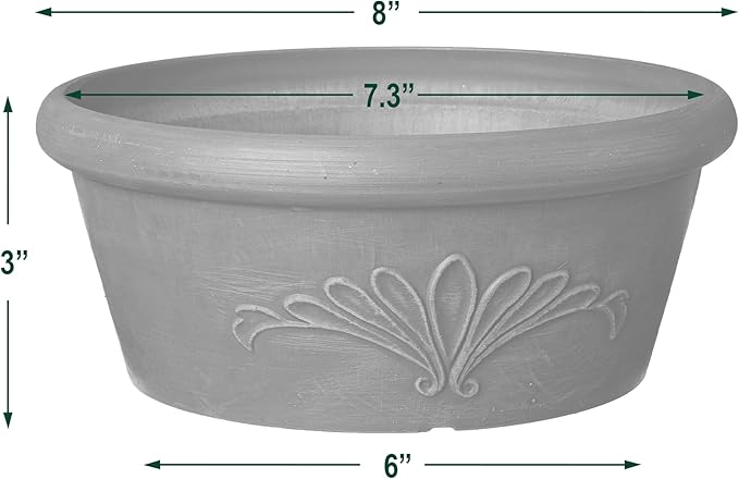 Arcadia Garden Products PSW TA20C Plastic/Stone/Wood Composite Bulb Pan – No Drainage Hole (Drillable), 8"x3", Chocolate PSW