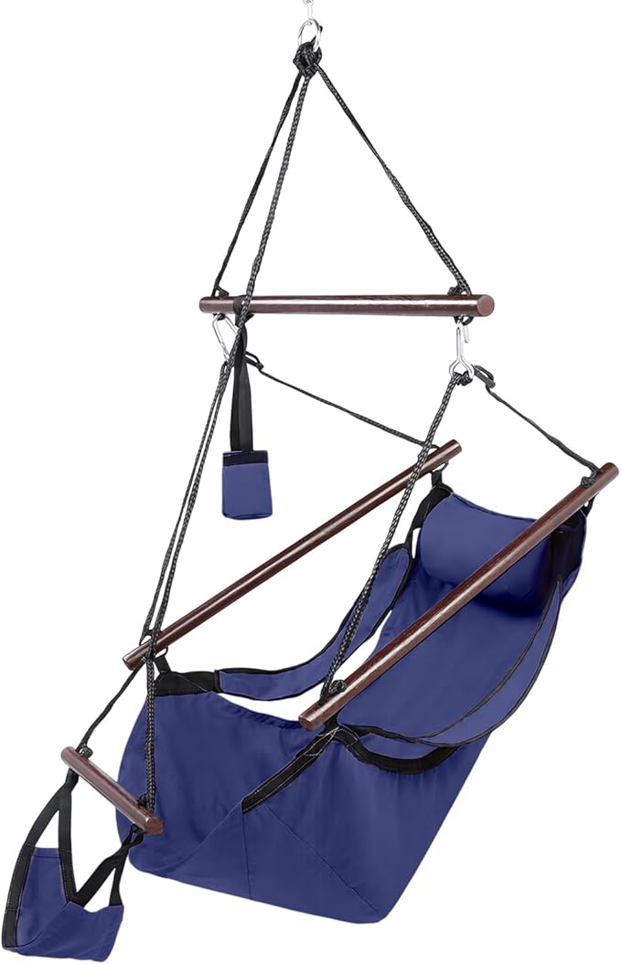 ONCLOUD Upgraded Unique Hammock Hanging Sky Chair, Air Deluxe Swing Seat with Rope (Navy Blue) ONCLOUD