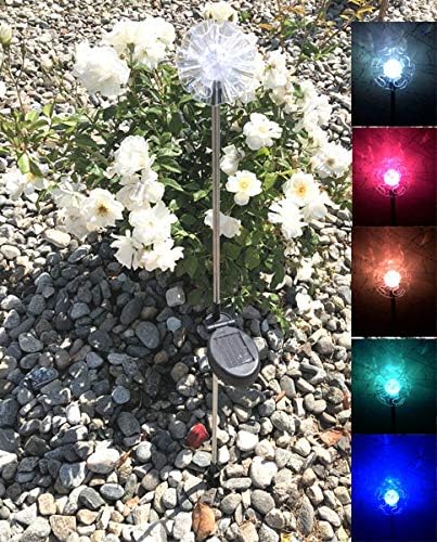 Solar Garden Stake Lights with Color Changing LED or Regular White LED Landscape Path Lights (Set of 2) (Hydrangea Flower) Ntertainment+House