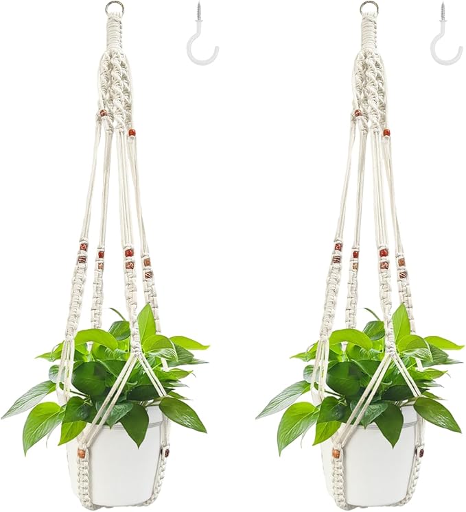 Belit 2 Pack Macrame Plant Hangers Indoor Hanging Planter Basket Decorative Flower Pot Holder Rope for Indoor Outdoor Home Decor Belit