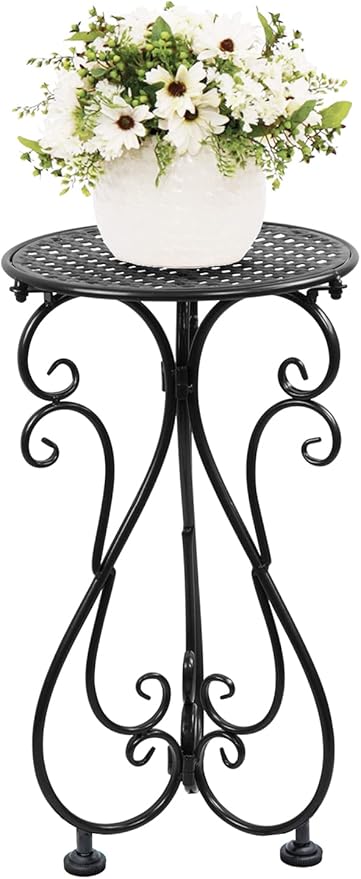Metal Plant Stand, Heavy Duty Flower Pot Stand 17" Tall, Single Planter Holder for Indoor, Outdoor, Garden, Patio, Porch, Balcony, Home Decor, Black(1 Pack) BuyNow