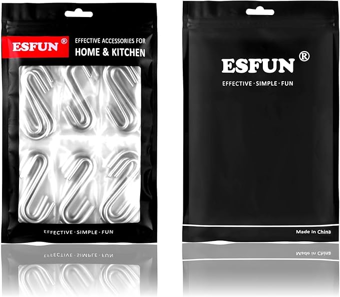 30 Pack 2.4 inches Heavy Duty S Hooks for Hanging, Pan Pot Holder Wire Shelves Rack Hooks for Hanging, S Shaped Hanger Metal Hooks for Kitchen Pots Utensils Jeans Clothes Bags Hats Towels Plants ESFUN