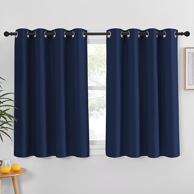 NICETOWN Blackout Curtain Panel Grommet - All Season Eyelet Top Blackout Drapery for Bedroom/Living Room/Glass Door, Navy, 1 Panel of 52 x 45 inches NICETOWN