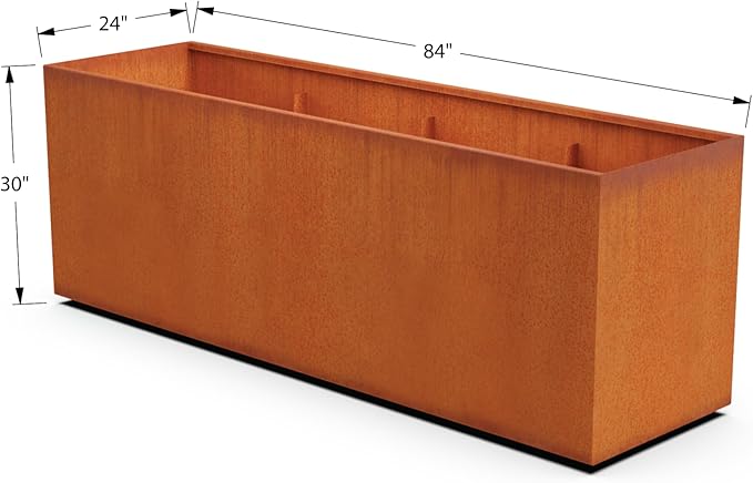 Plantercraft Corten Steel Planter 84x24x30 | Large Rectangular Planters for Outdoor Plants & Patios | Extra Large Heavy Duty Metal Planter Box for Privacy & Gardening Plantercraft