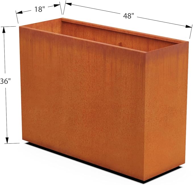 Plantercraft Large Rectangular Planters for Outdoor Plants | 48x18x36 Corten Steel Planter | Extra Large Outdoor Planter Box for Patios and Gardens | Fully Assembled Metal Planter Rectangle Plantercraft