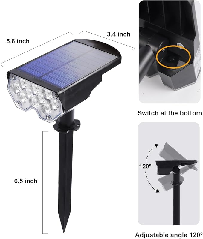 1 Pack Solar Powered Outdoor Spot Lights Outside Waterproof 20 LEDs Landscape Spotlights Dusk to Dawn for House Yard Tree, Plants, Walls, Path, Garden, Statues, Superior Accent Uplighting Cool White Polighty