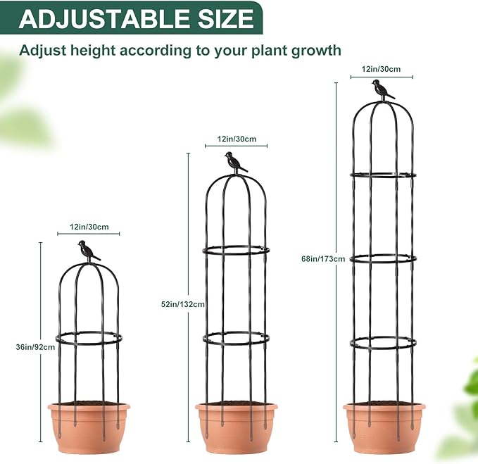 Garden Trellis for Climbing Plant Outdoor, 67" Tall Cucumber Trellis for Pot Raised Bed Climbing Vine Plants Vegetable Pea Bean Tomato Rose Clematis Cucumber Trellis, 2 Pack follook