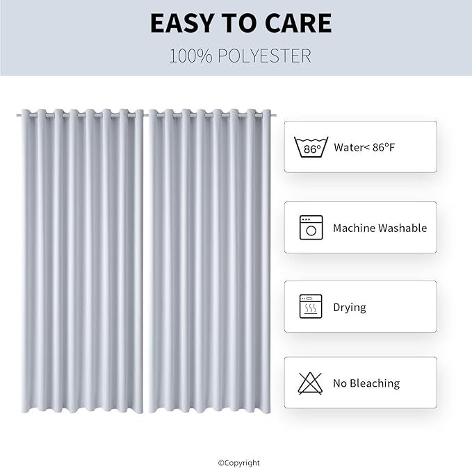 Outdoor Indoor Curtains W105 x L108 for Patio - Weather-resistant Window Panels Privacy Protect Grommet Top Thermal Insulated Home Curtain Room Divider for Porch Pergola Lawn Garden (2 Panels) DivaenCamino