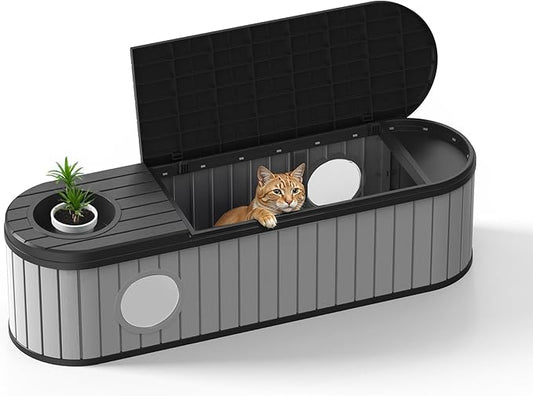 DRATO Outdoor Storage Box, Resin Deck Storage Box Waterproof Patio Storage Box for Indoor & Outdoor Use DRATOprovidesawarmandcozy