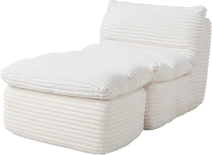 Boneless Chaise Lounge Chair Indoor, Adult Bean Bag Chair with Compressed Memory Foam, Comfy Back Support Sofa Bed Couch for Living Room Bedroom Office Apartment, No Assembly Rootora