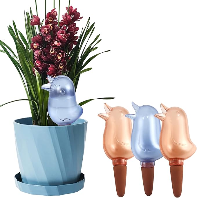 4 Pack Self Watering Spikes, Indoor Plant Watering Globes, Bird Shape Automatic Irrigation Spikes,Plant Watering Devices (Red&Blue) KIROYAL