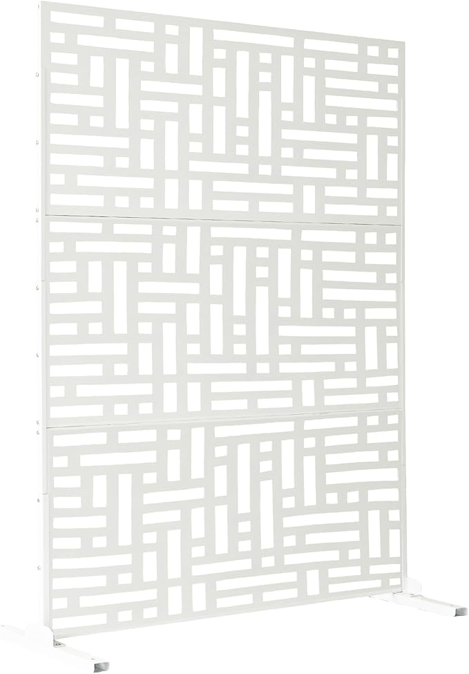 Oakland Living 6 ft. X 4 ft. White Freestanding Metal Privacy Screen Room Divider Oakland+Living