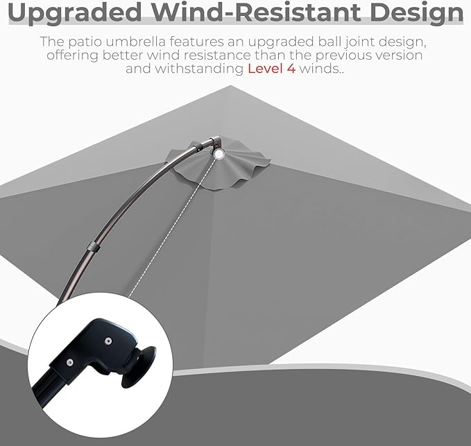 Grand patio 10x10 FT Patio Cantilever Umbrella with Base Outdoor Large Square Tilting Offset Umbrellas for Deck Backyard (Gray, 10x10 FT) GrandPatio
