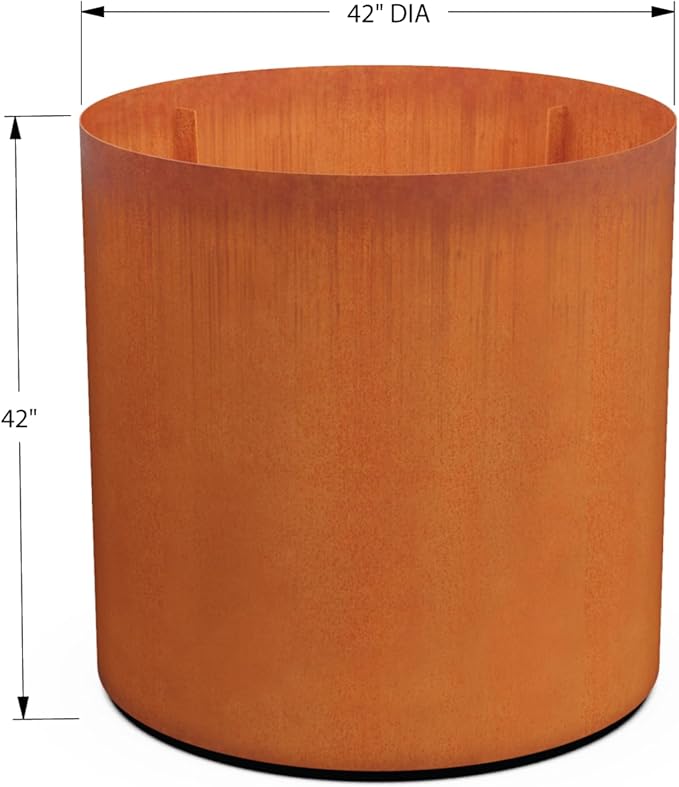 Plantercraft Extra Large Planters Outdoor - 42x42 Inch Round Corten Steel Planter | Large Planters for Outdoor Plants, Modern Statement Piece for Garden, Patio & Commercial Landscapes Plantercraft