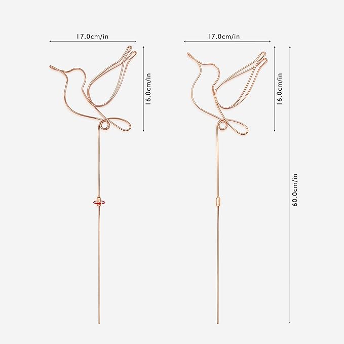 Hummingbird Decor Garden Stakes Decorative Set of 2, Hummingbirds Metal Wire Decor 23.62 inches x 6.69 inches,Decorative Stakes for Flower Pots, Planters, and Flower Beds Rootora
