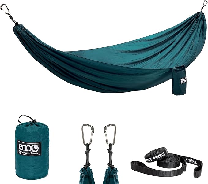 ENO TravelNest Hammock & Straps Combo - Portable Hiking and Camping Hammock with Straps Included - Travel Hammock for Camping, Hiking, Backpacking, a Festival, or The Beach - Marine EaglesNestOutfitters