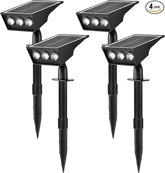 Solar Spot Lights Outdoor, RGB Solar Landscape Spotlights IP65 Waterproof Adjustable Light House Lights Colorful Spot Light for Yard Garden Pathway (4) Rootora