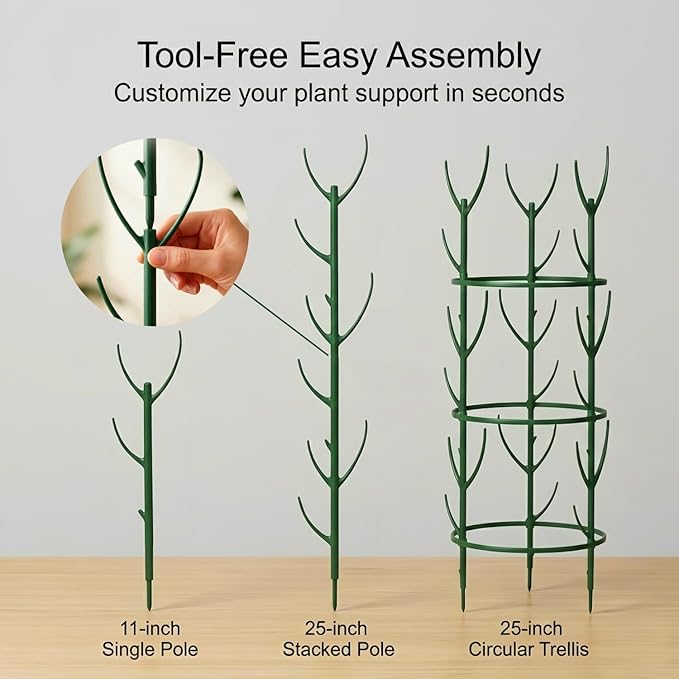 20-Pack Monstera Plant Support Stakes - Stackable Sticks for Indoor Plants up to 46" - Outdoor Garden Poles & Trellis with Tape & Twist Tie for Climbing Vines Unijoy