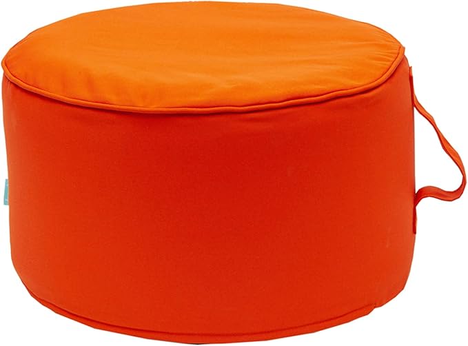 QILLOWAY Indoor/Outdoor Inflatable Stool,Round Ottoman,All Weather Foot Rest for Camping or Home,Orange QILLOWAY
